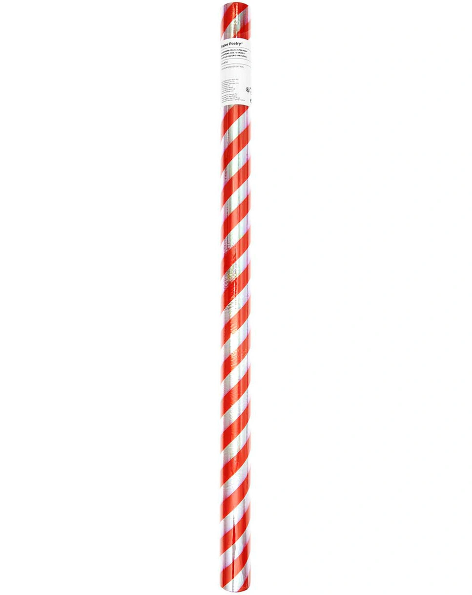 Geschenkfolie STREIFEN (70x200cm) in transparent/rot