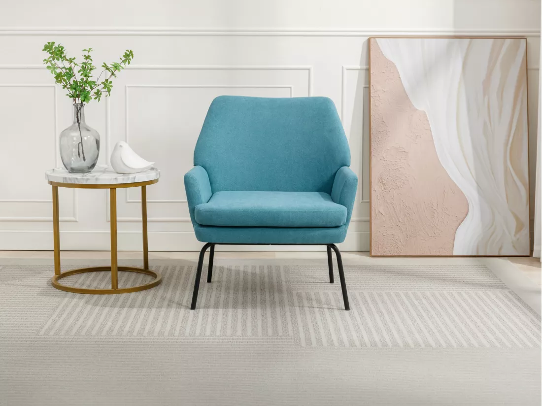 Fauteuil en tissu bleu PALMARELO