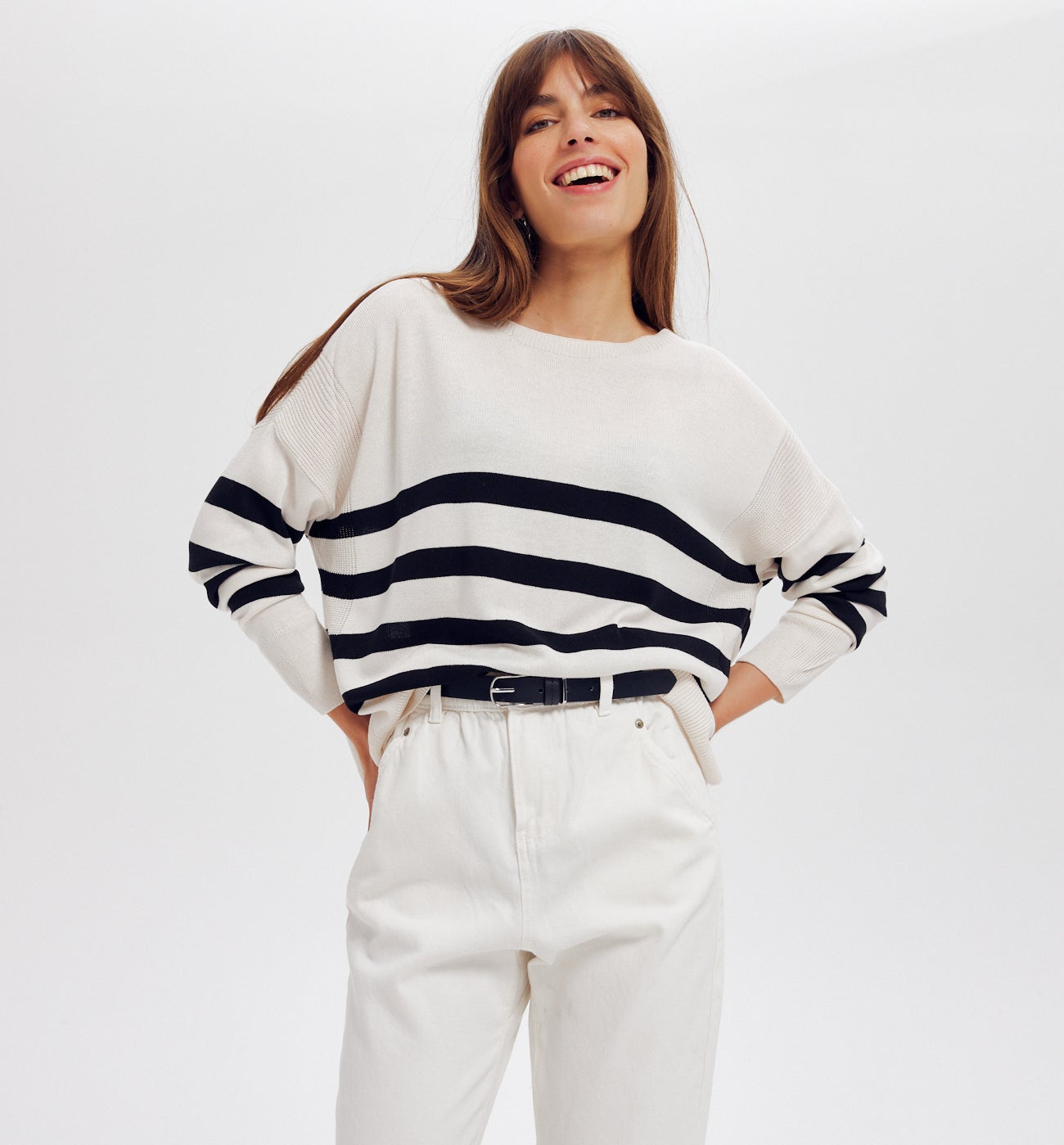 Pull marin rayé Femme - Rayé Noir