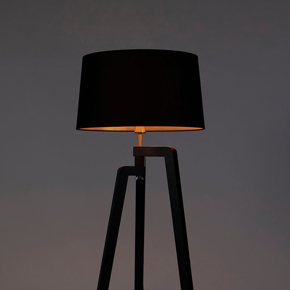 Smart vloerlamp met kap zwart met goud 50 cm incl. Wifi A60 - Puros