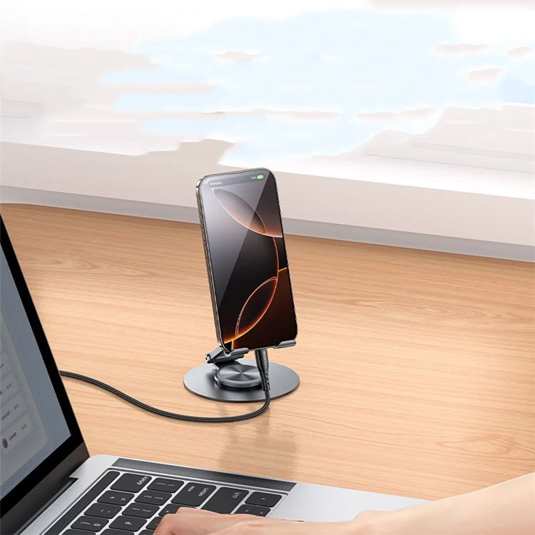 Universal Faltbare Aluminium Smartphone Tischständer Halterung mit 360° Rotation - Silber