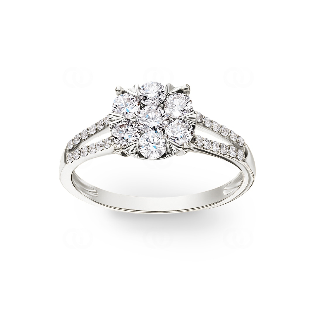 0.74 Karat Diamanten Verlobungsring 750/18 K Weissgold