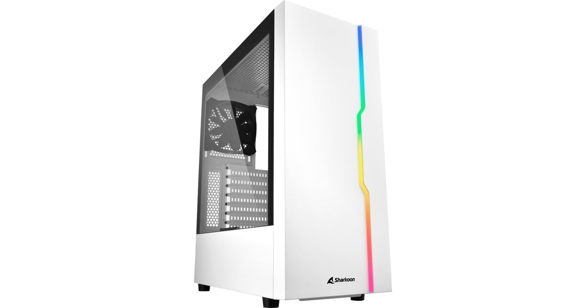 SharkoonRGB Slider midi tower behuizing  (Wit | 3x USB-A | RGB | Tempered Glass)