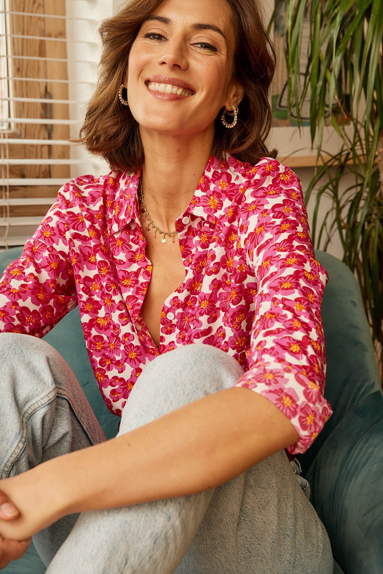 Camisa vermelha com glitter cor framboesa -