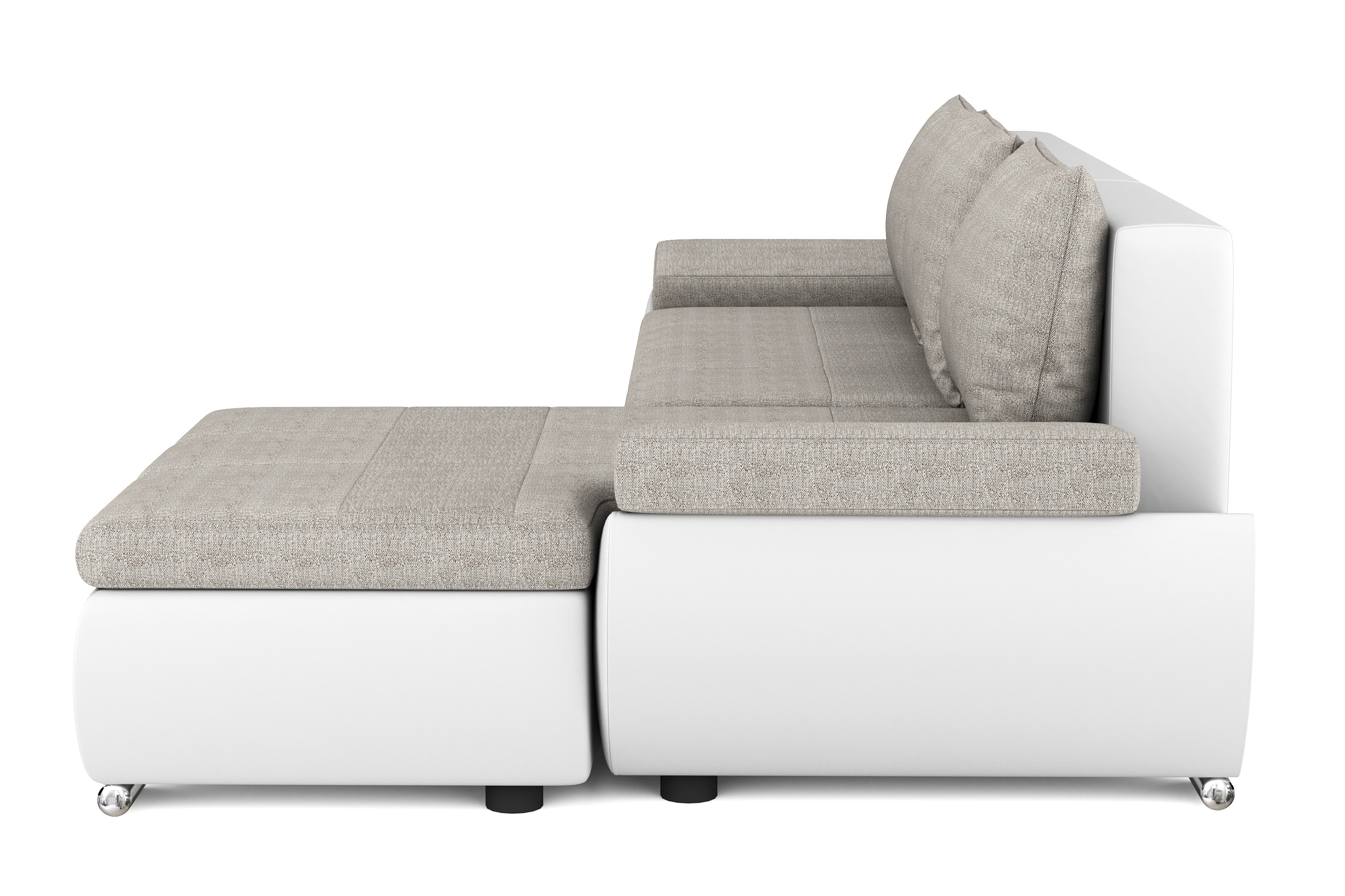 Ecksofa mit Schlaffunktion KIRA rechts weiss/grau