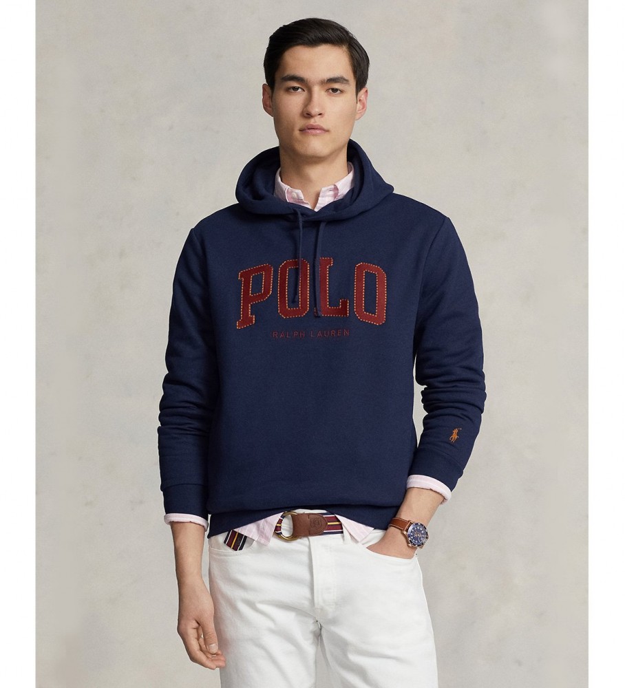 Moletom com capuz Ralph Lauren Logo Fleece azul marinho