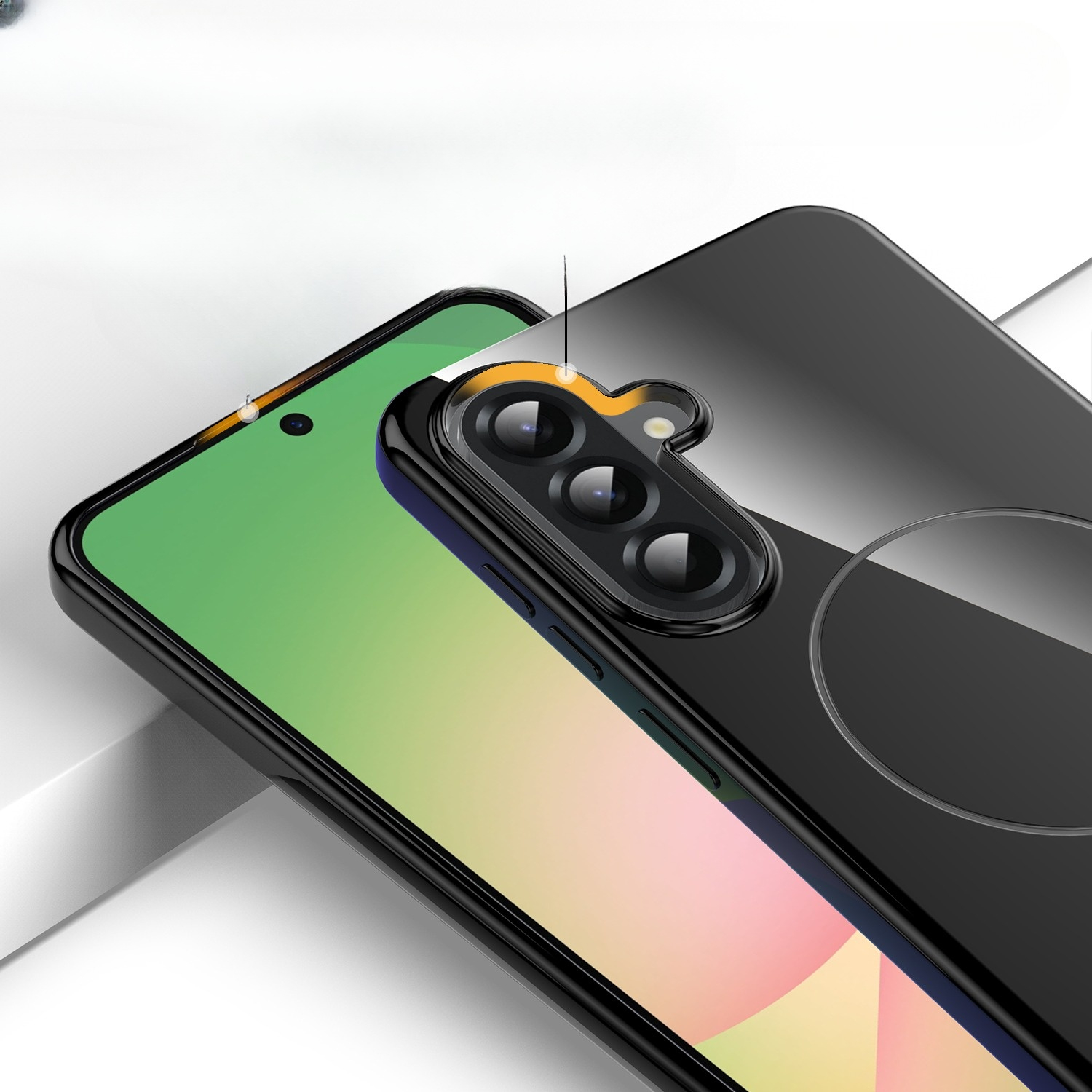 Samsung Galaxy A17 Gummi Case Hülle   Trageschlaufe MagSafe-Modul - Schwarz