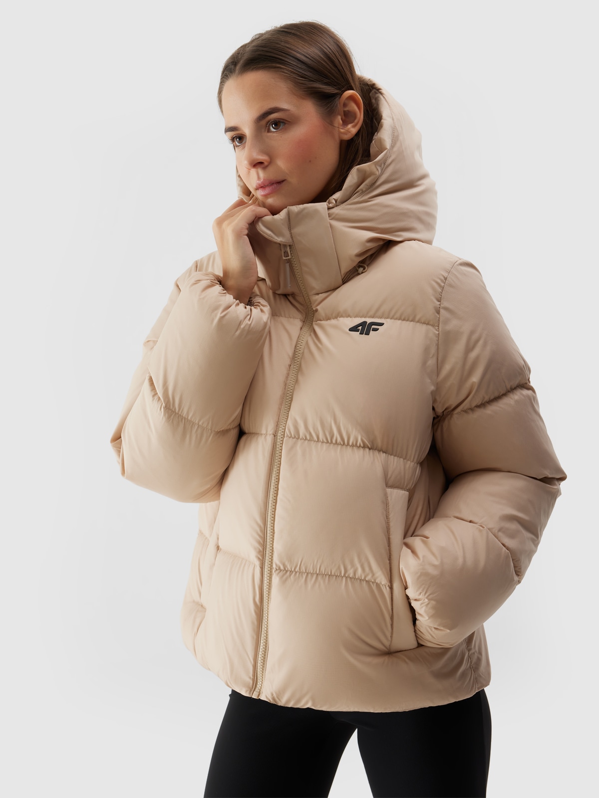 4F Daunenjacke mit Kapuze Wasserdicht,Winterjacke Damen