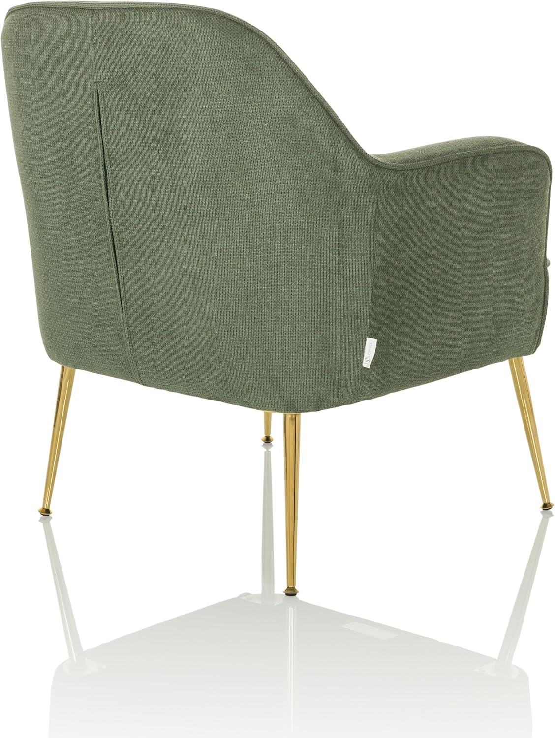 Moderner Loungesessel THASSOS Polsterstuhl Sessel mit vergoldeten Metallbeinen, bequemer Lesesessel, Stoff Grün