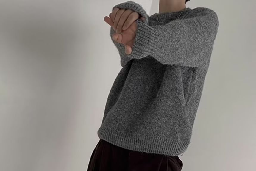 Capbrew - Effen oversized trui met ronde hals