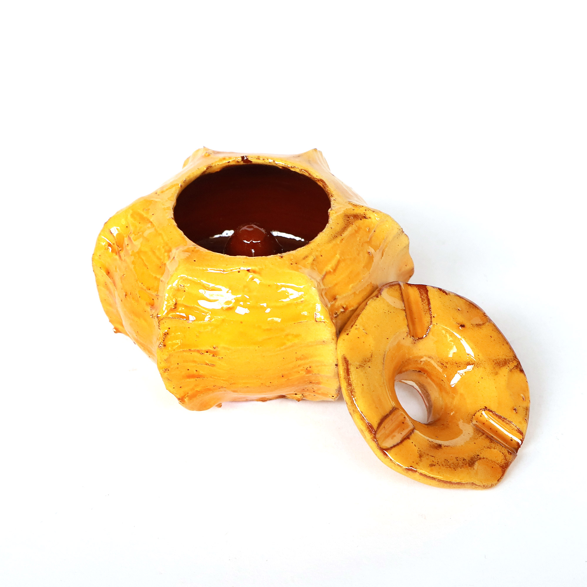 Keramik Aschenbecher gelb, Ø 12 cm, H 9 cm von fischer's lagerhaus