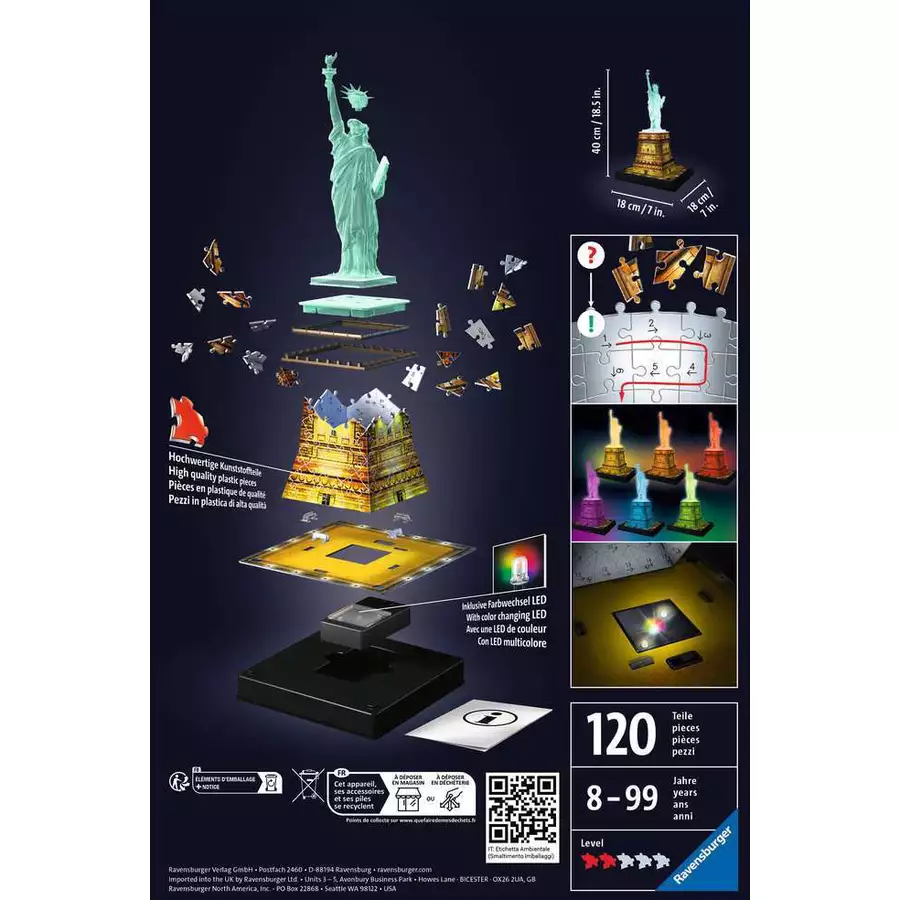 Ravensburger Freiheitsstatue bei Nacht bunt