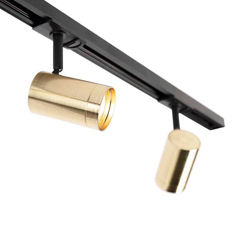 Modern railsysteem met 3 spots goud 1-fase  - Iconic Jeana