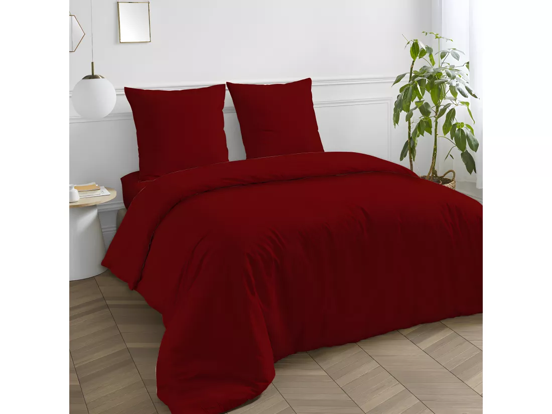 Drap housse en coton 57 fils uni bonnet 25cm terracotta 140x200cm
