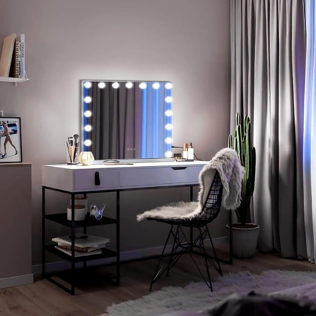UNIQ XL Hollywood Vanity Spejl med 15 LED pærer og touch funktion