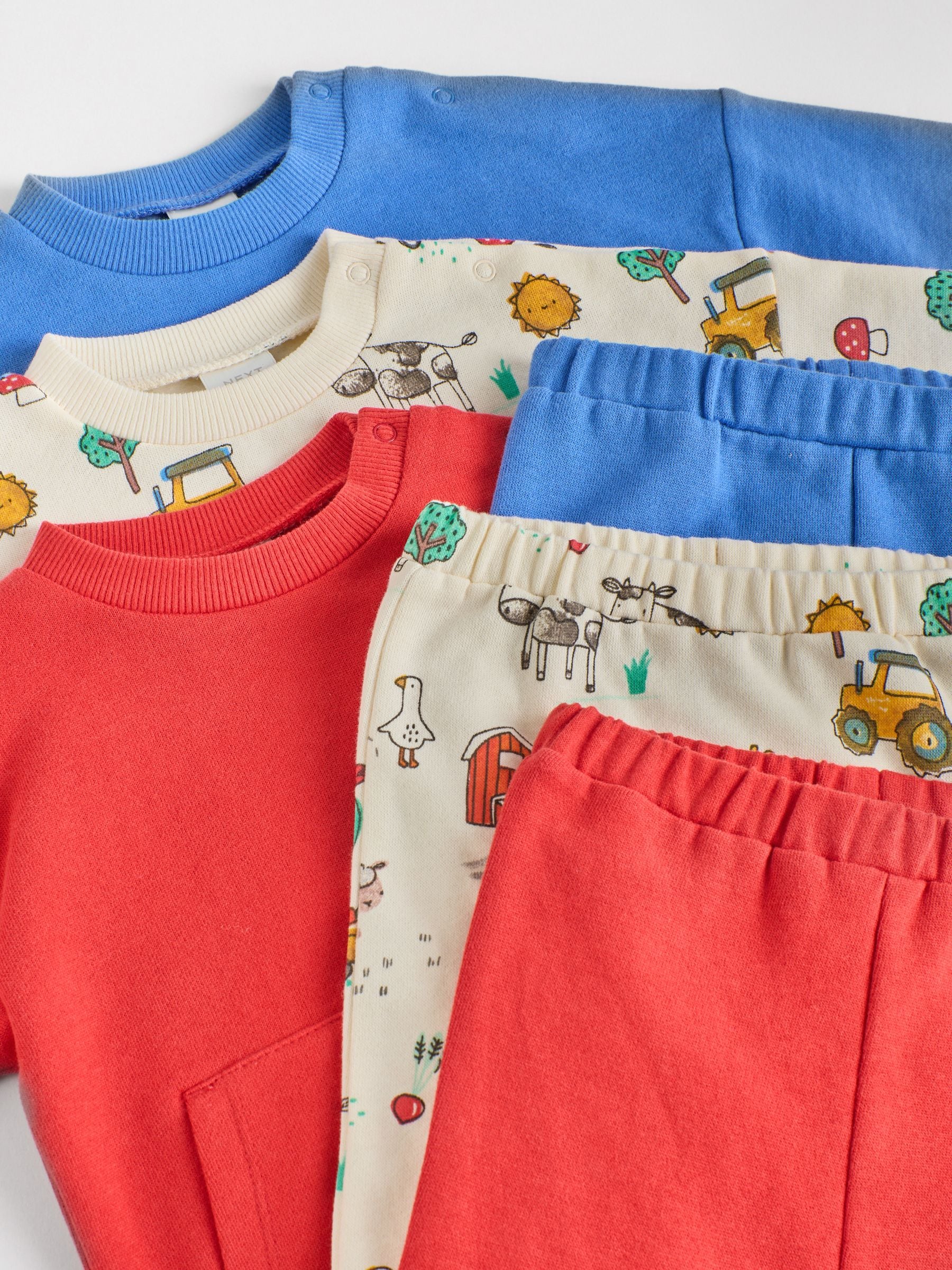 Felgekleurd met boerderijprint - Baby Sweatshirt en Joggingbroeken Set 6 stuks (0mnd-3jaar)
