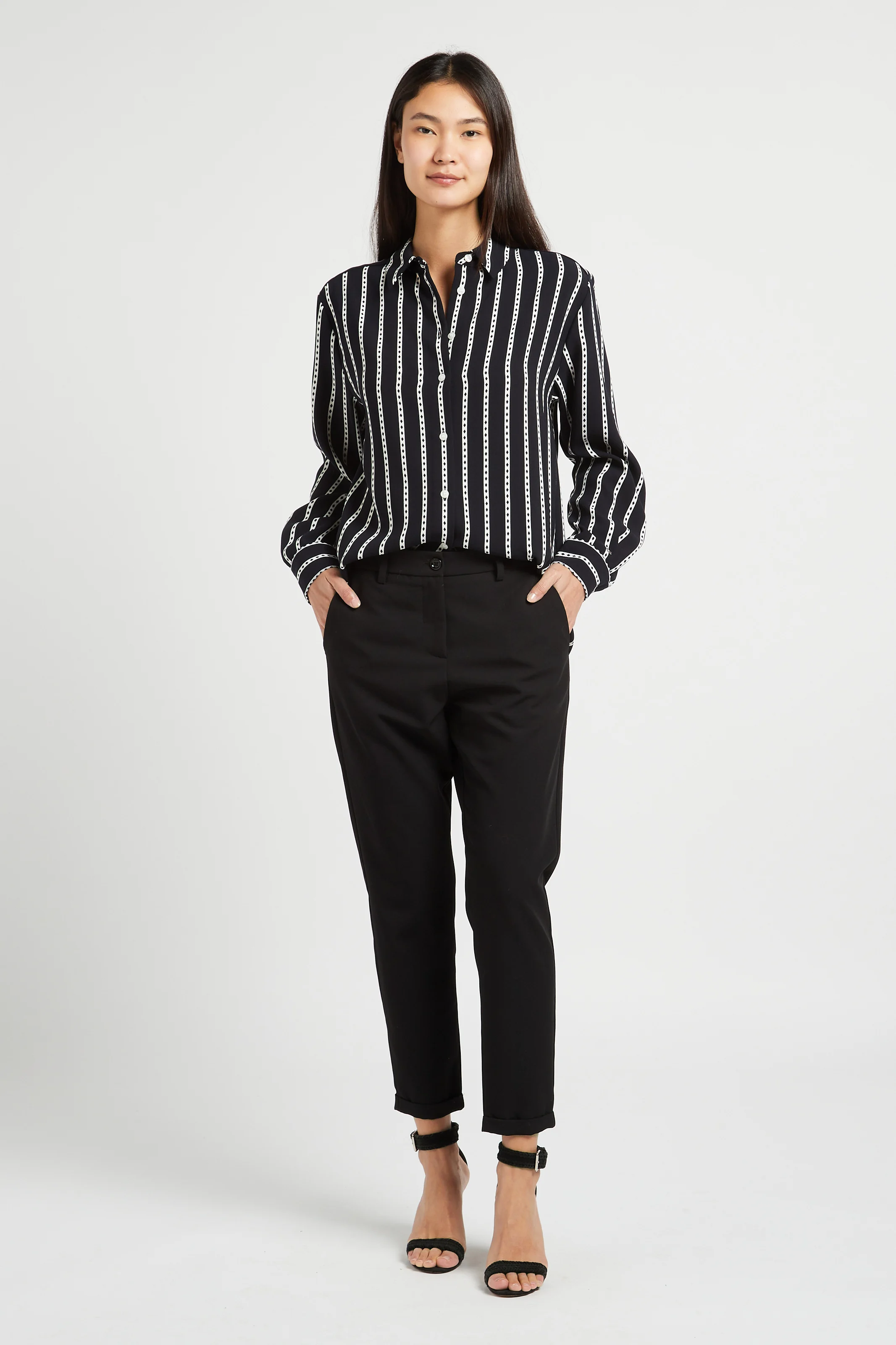 Chemise droite col classique imprimée | Bleu