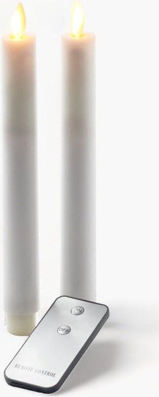 Anna's Collection Led dinerkaarsen - 2x st - wit - 23 cm - bewegende vlam - warm wit licht
