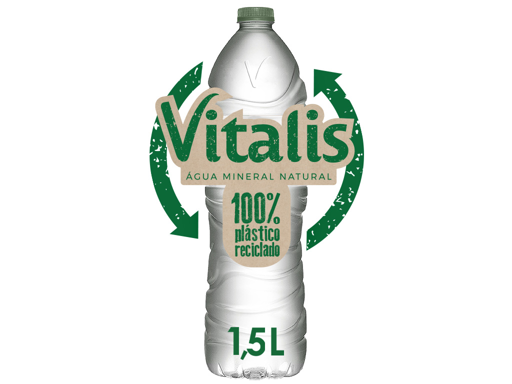 ÁGUA VITALIS PLÁSTICO 100% RECICLADO 1.5L