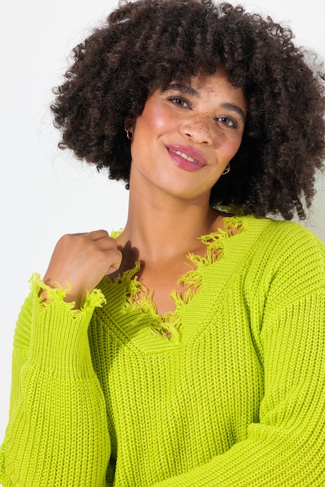Pullover, oversized, Fransen, Langarm