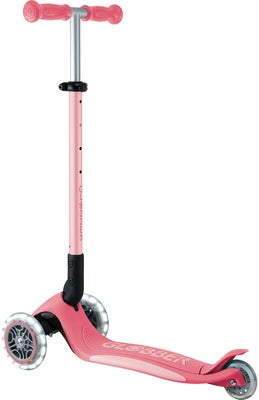 Globber Primo Sammenleggbar Plus Lights V2 3-hjuls Sparkesykkel, Coral Pink