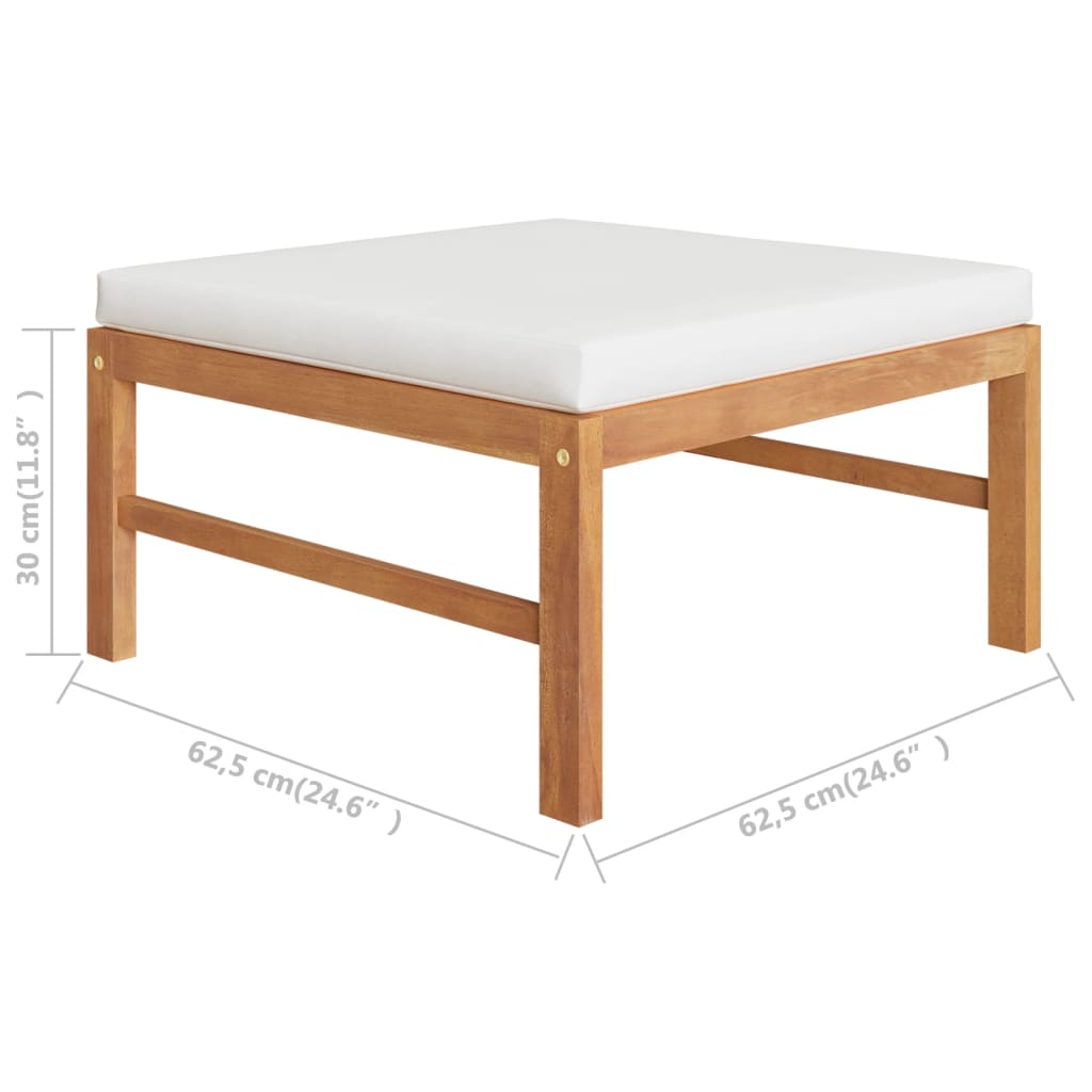 Salon de jardin meuble d'extérieur ensemble de mobilier 5 pièces avec coussins crème bois de teck solide