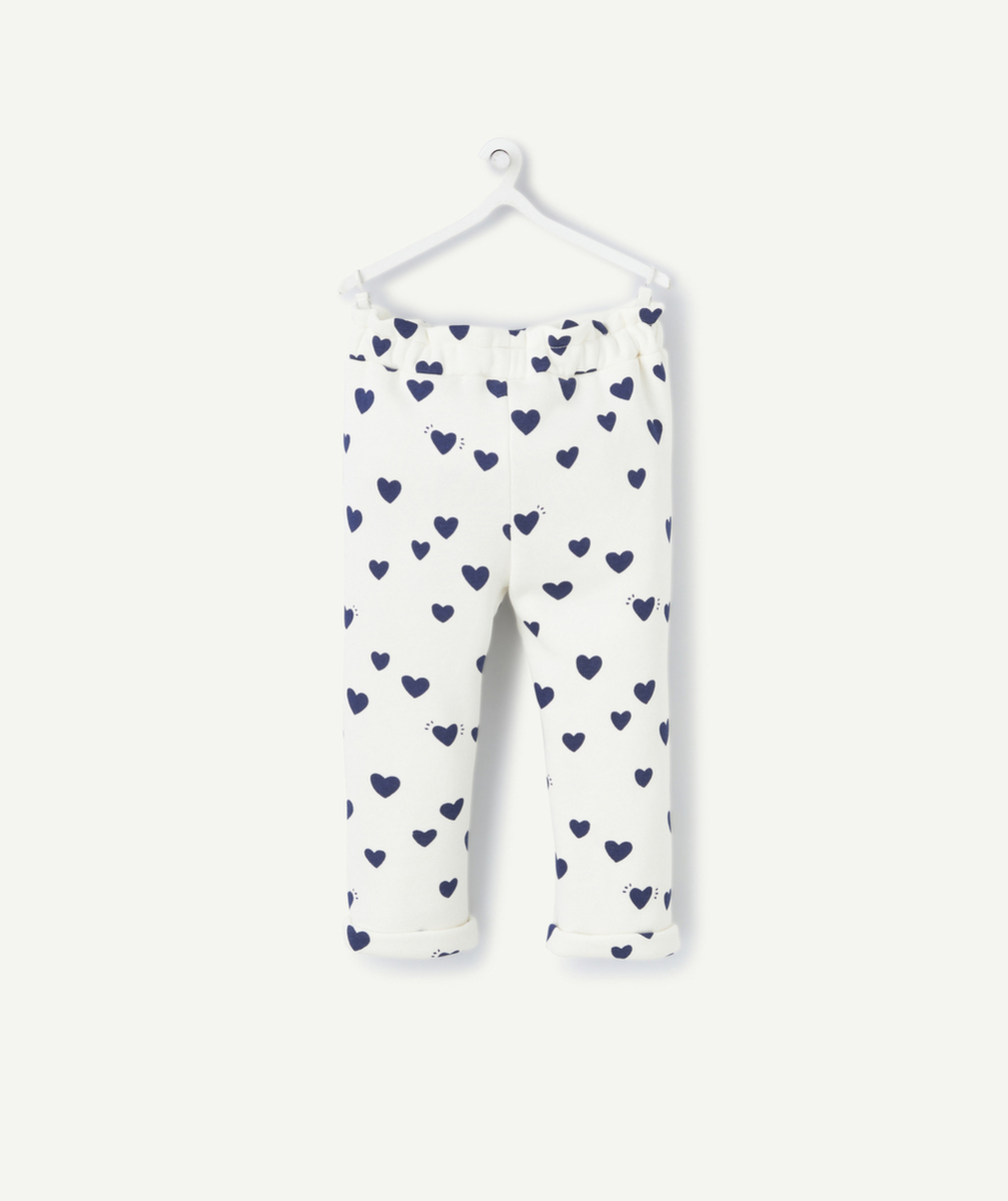 JOGGING BÉBÉ FILLE EN FIBRES RECYCLÉES BLANC IMPRIMÉ COEUR BLEU