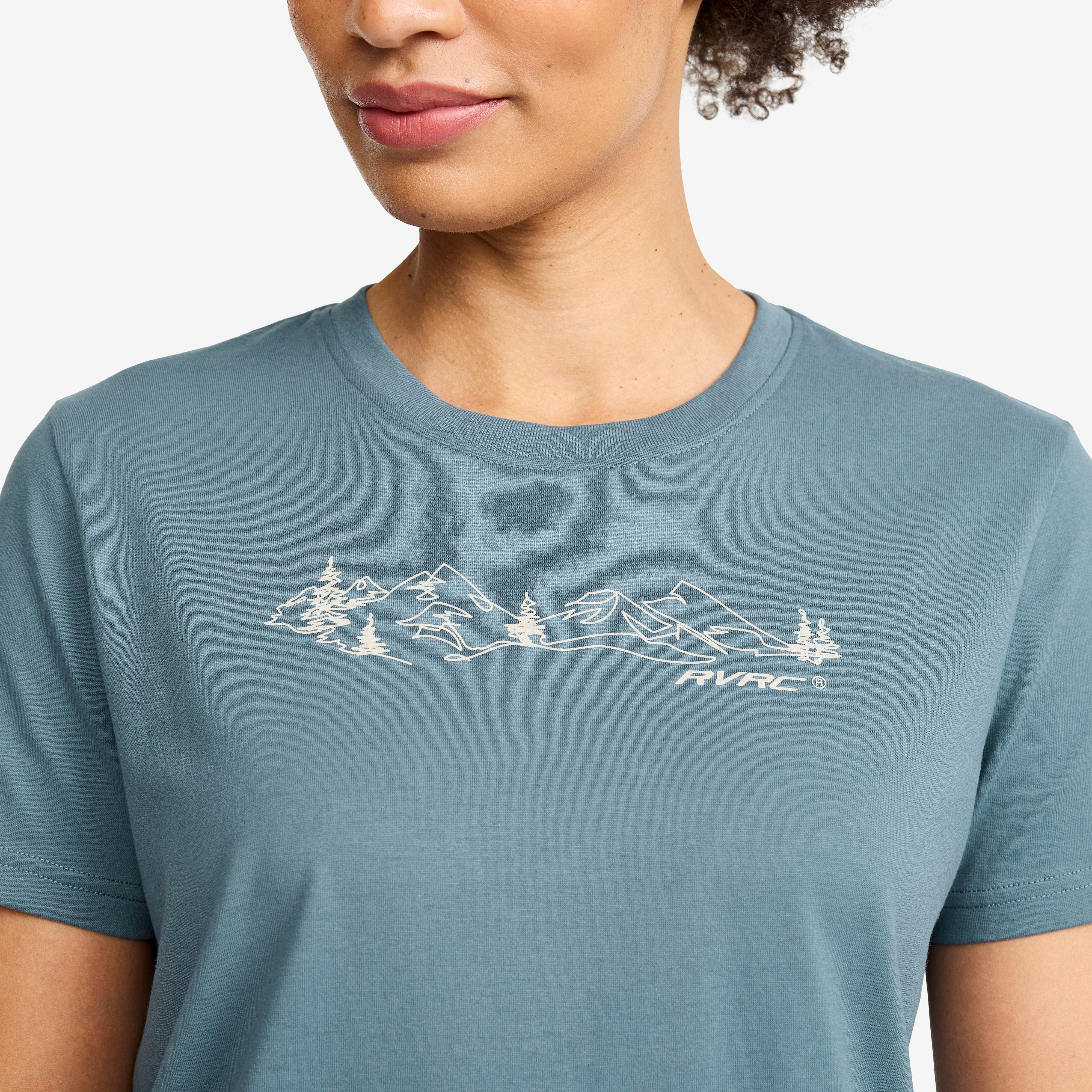 Easy Graphic Forest Lines T-shirt Dame Blue Mirage
