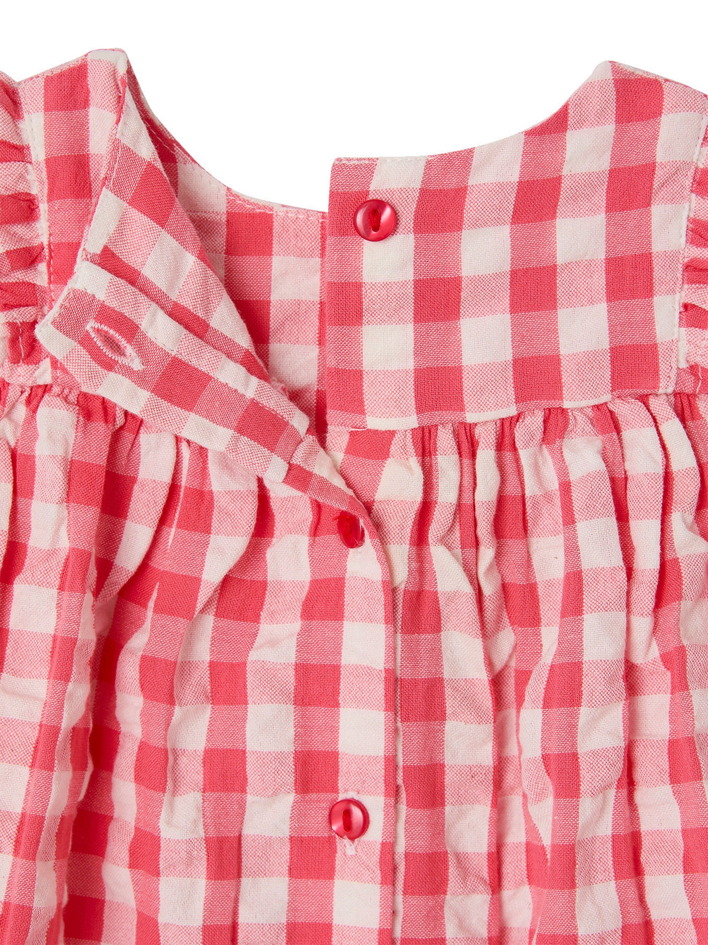 Vertbaudet Baby-Set mit Vichykaro: Kleid & Slip himbeer