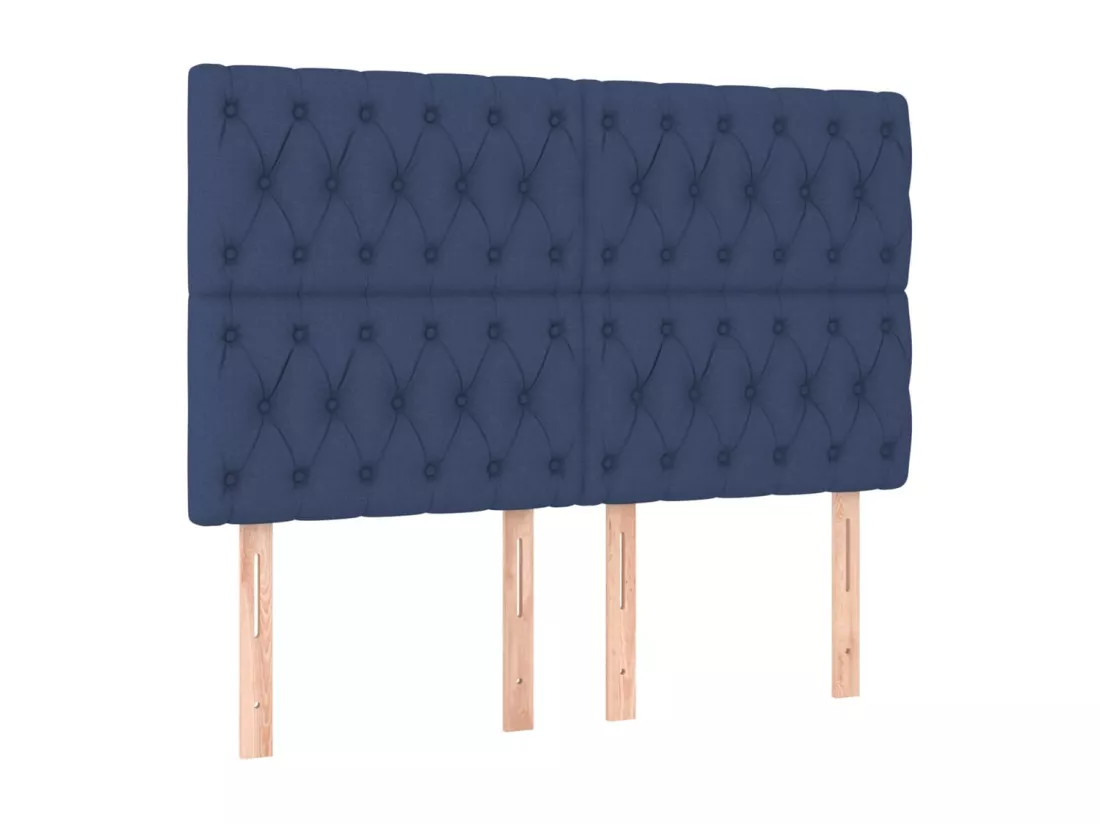 Sommier tapissier avec matelas et LED Bleu 140x190 cm Tissu