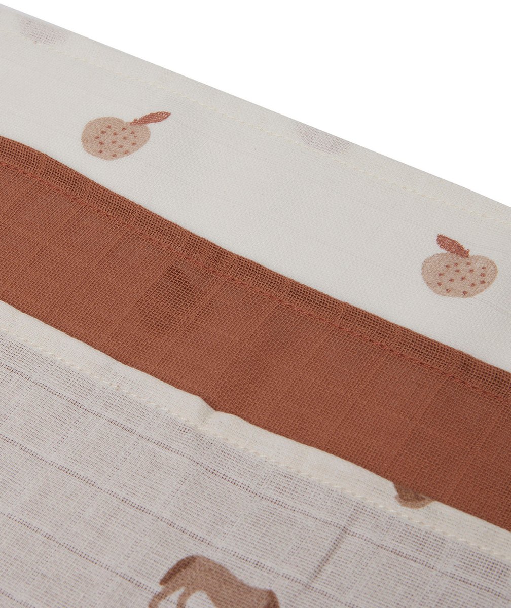 JOLLEINLOT DE 3 LANGES EN GAZE DE COTON CARAMEL