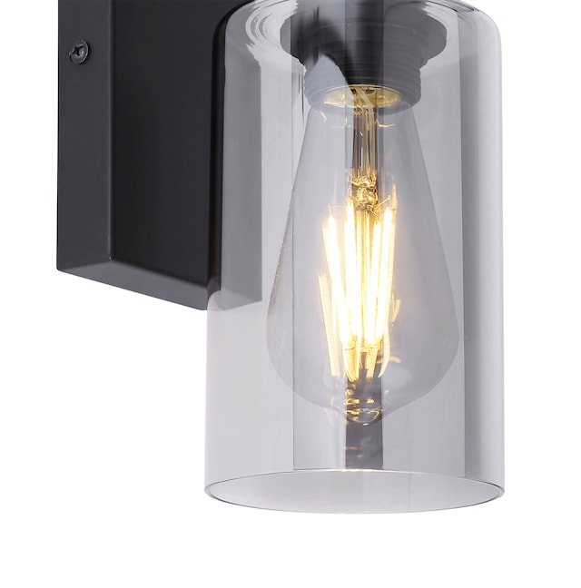 HADERA Wandlampe grau, schwarz 15465W, H/T: 23 x 10 cm, Glas, Metall