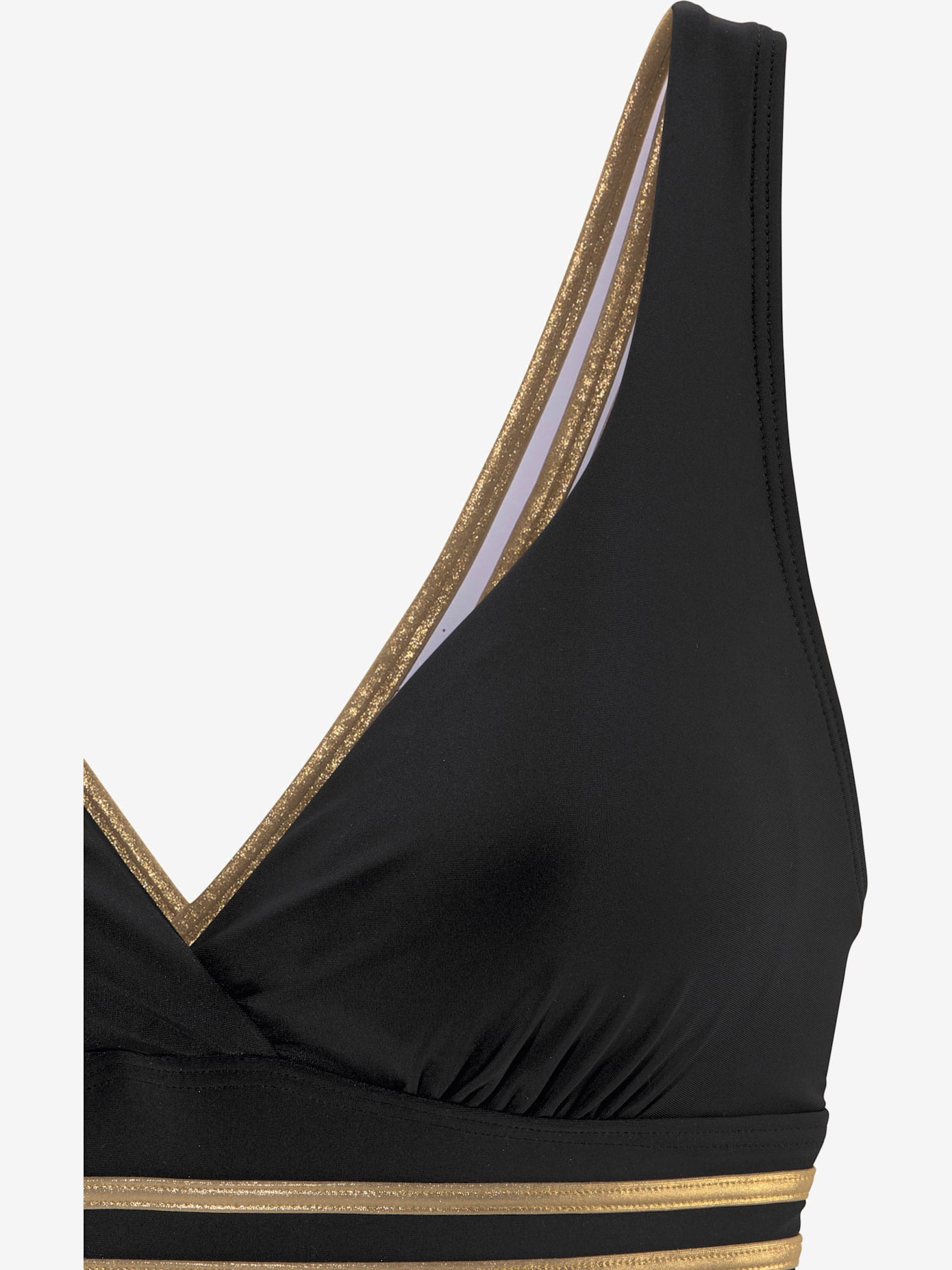 Maillot de bain couleur unie avec empiècements couleur or