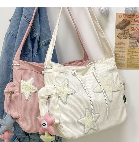 Skyglow - Corduroy Star Applique Trekkoord Crossbody Schoudertas