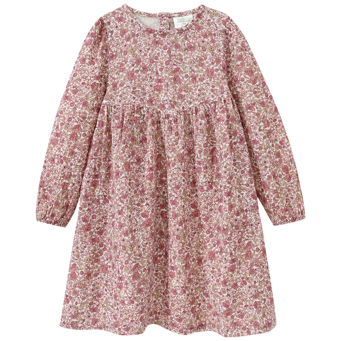 Topolino Pure Collection Mädchen Musselin-Kleid mit Blümchen hellbeige / dunkelrosa