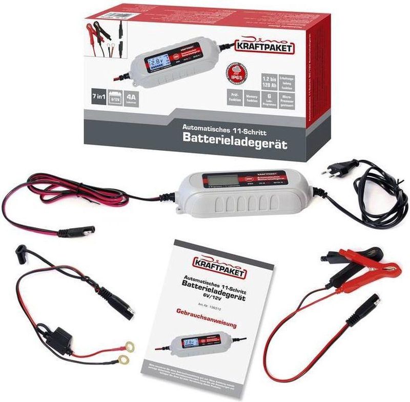 Volautomatische Acculader - 11-Staps - Geschikt voor 6V en 12V - IP65