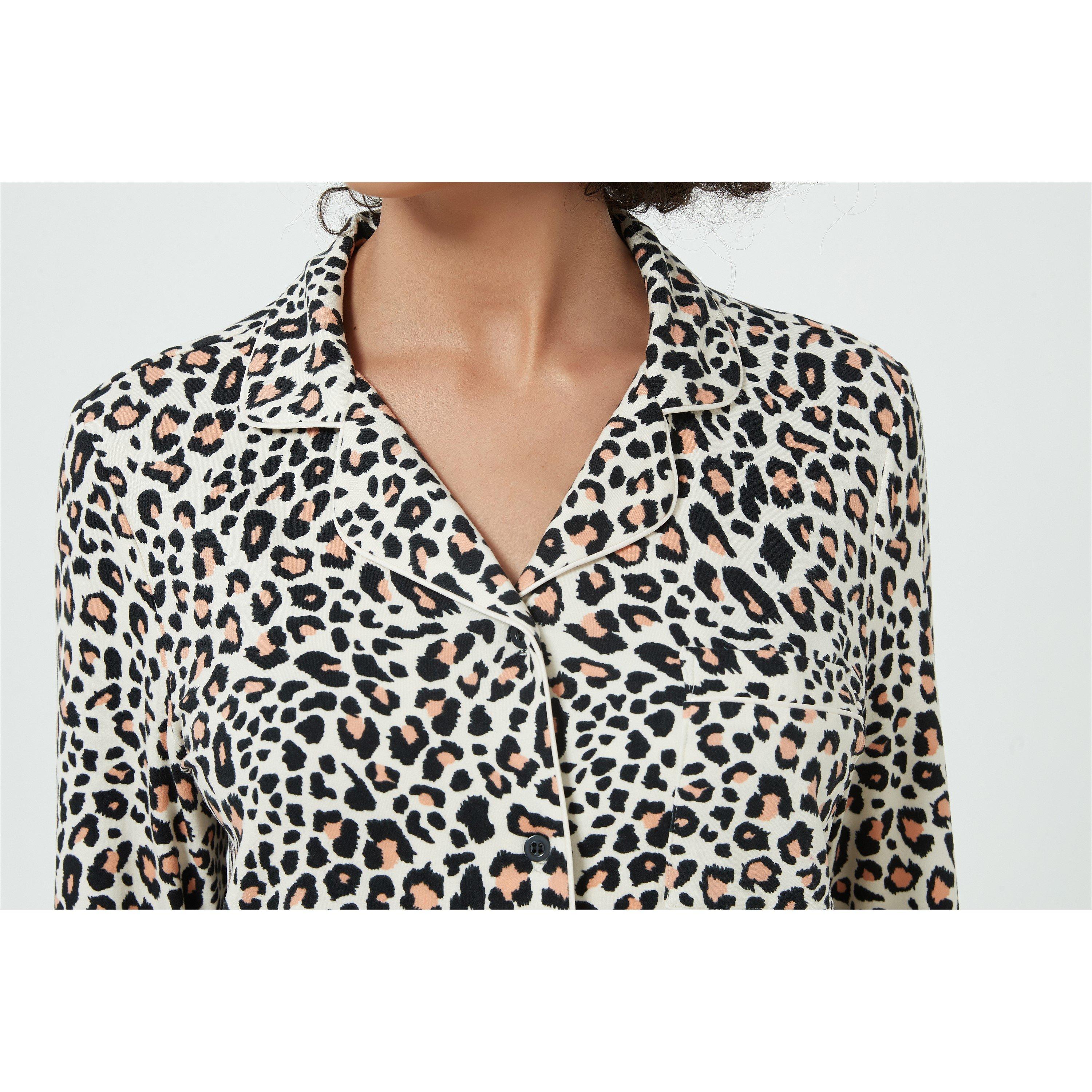 Linea Ladies Animal Soft Touch Button Through Pyjama Set
