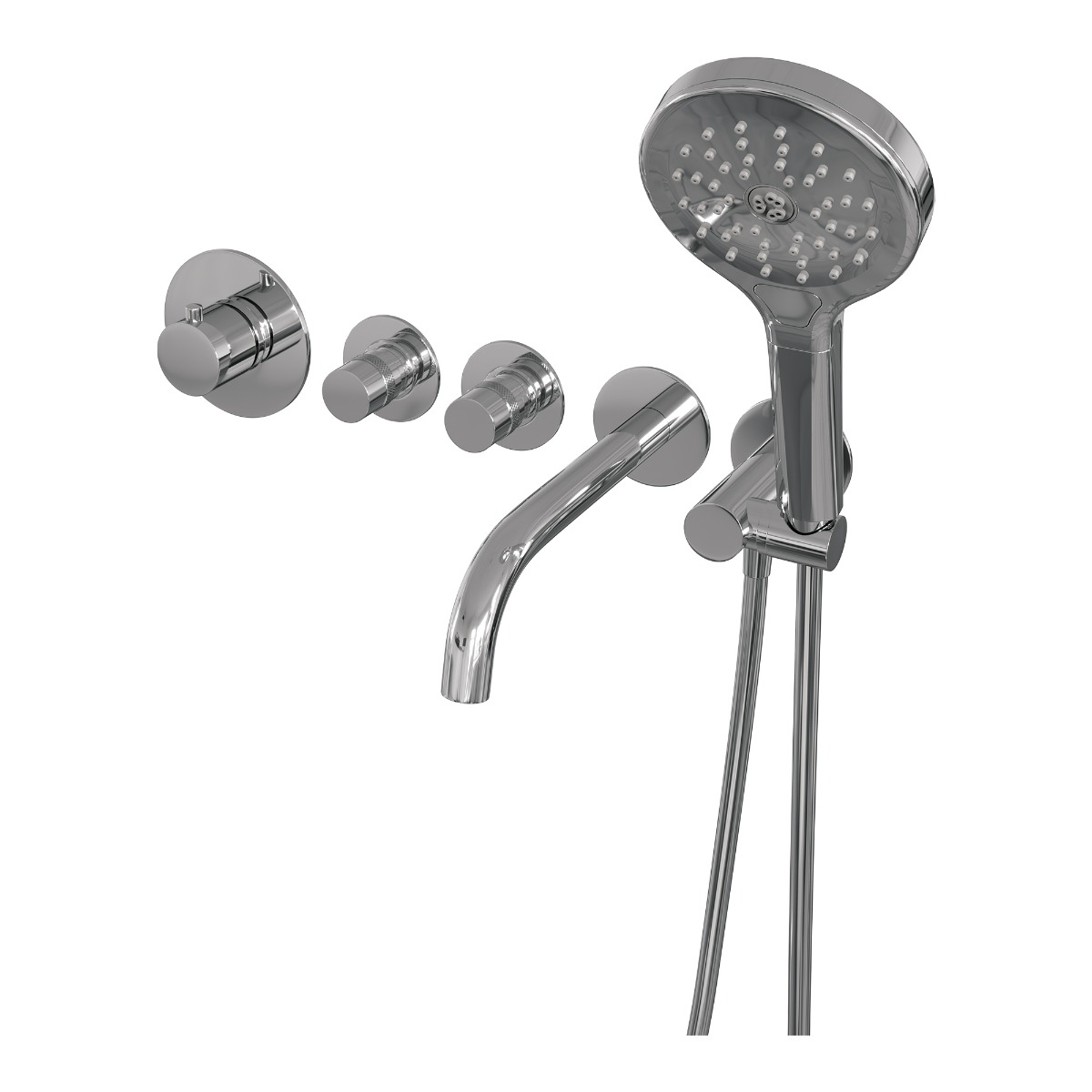 Brauer Chrome Edition inbouw badkraan met uitloop en 3 standen handdouche chroom