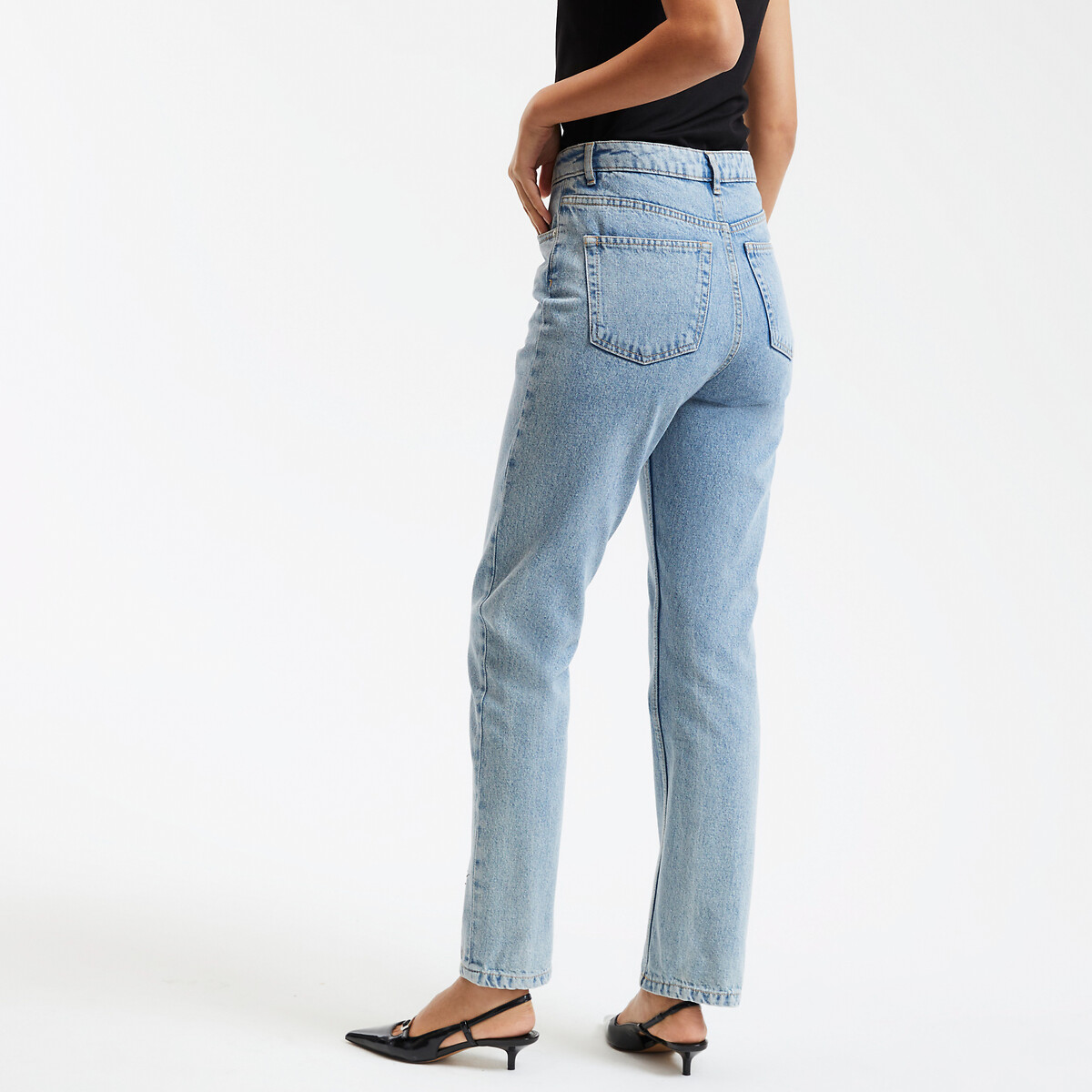 COLEÇÕES LA REDOUTE<br>Calça jeans regular, reta, cintura alta