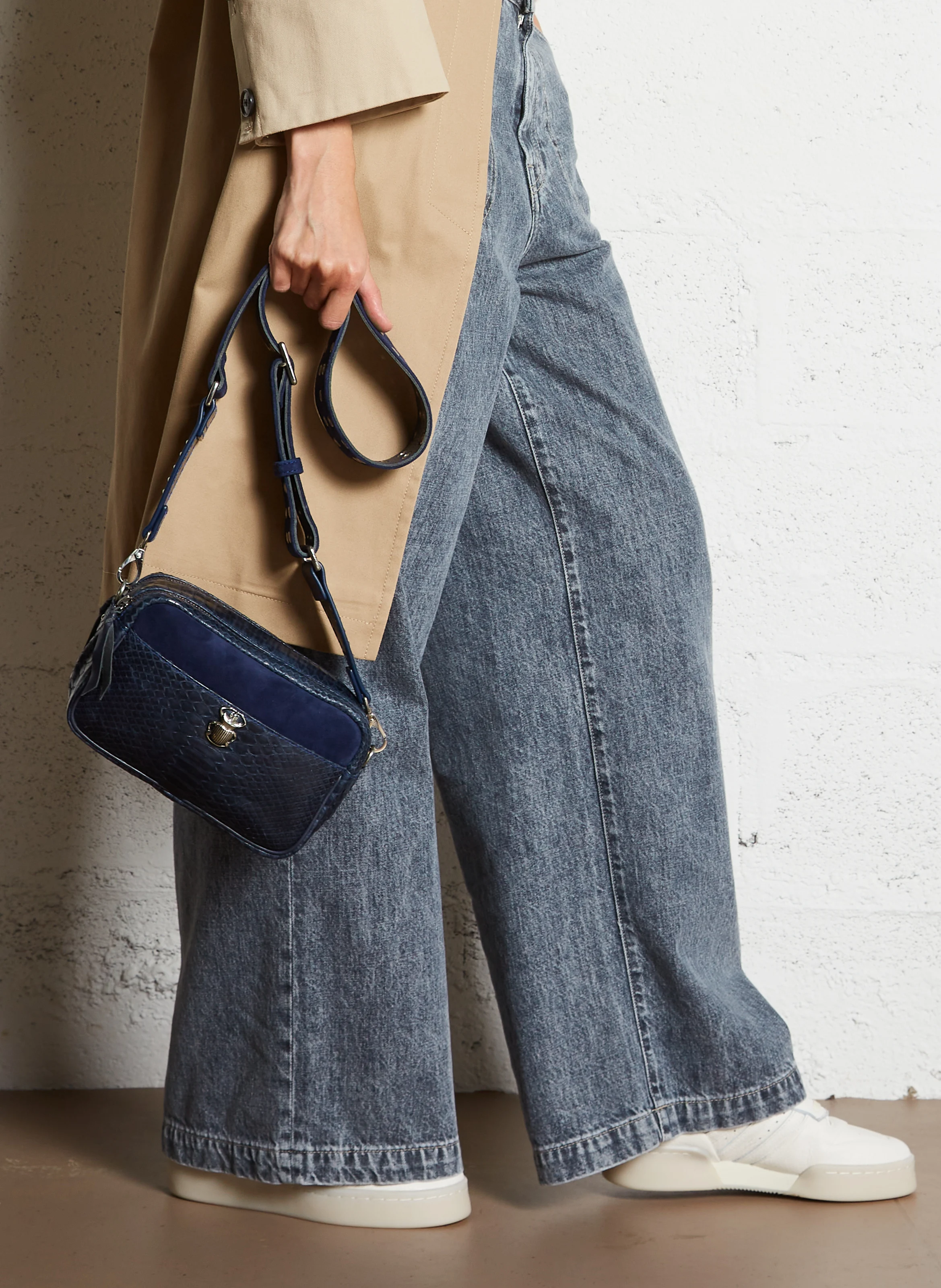 LILY - Sac bandoulière en cuir de python | Bleu