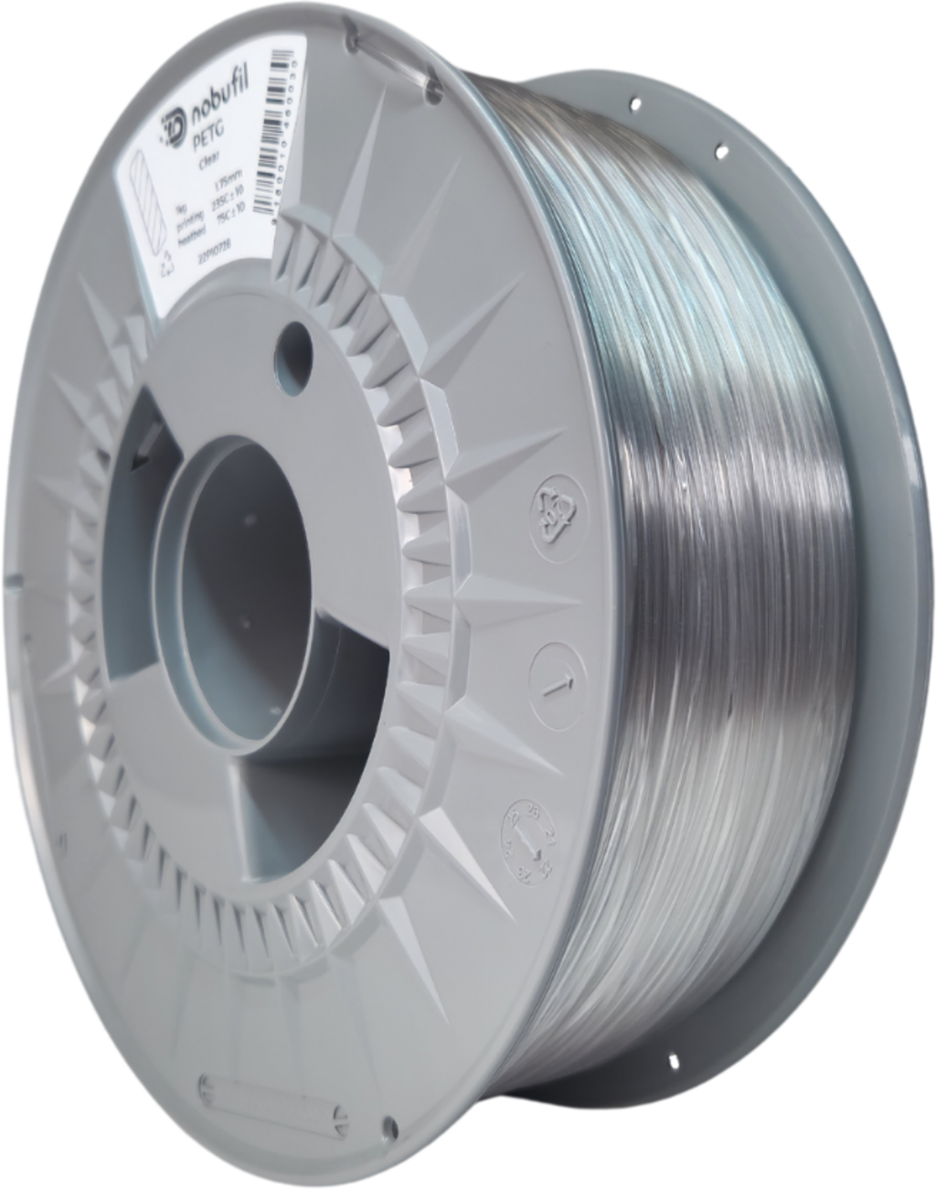 Nobufil  PETG Clear, 1,75 mm / 1000 g    Leicht zu druckendes PETG Filament aus recyceltem Kunststoffabfall