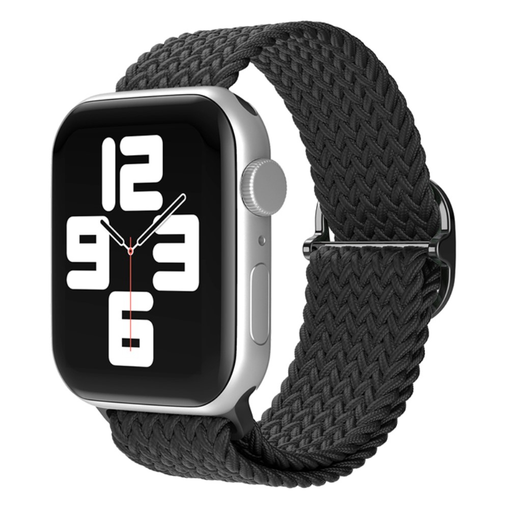 Apple Watch (49/46/45/44 mm) Elastisches Nylon Gummi Armband mit Schnalle (Gelenkumfang: 155-240mm) - Schwarz