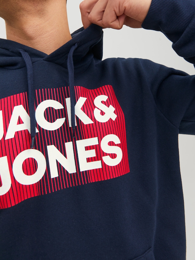 Jack & Jones Kapuzensweatshirt »JJECORP  Kapuze und Frontprint«, bedruckt, modisch, regular fit, Baumwollmischung, Rundhals
