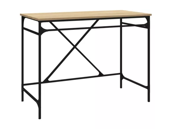 Bureau chêne sonoma 100x50x75 cm bois d'ingénierie et fer