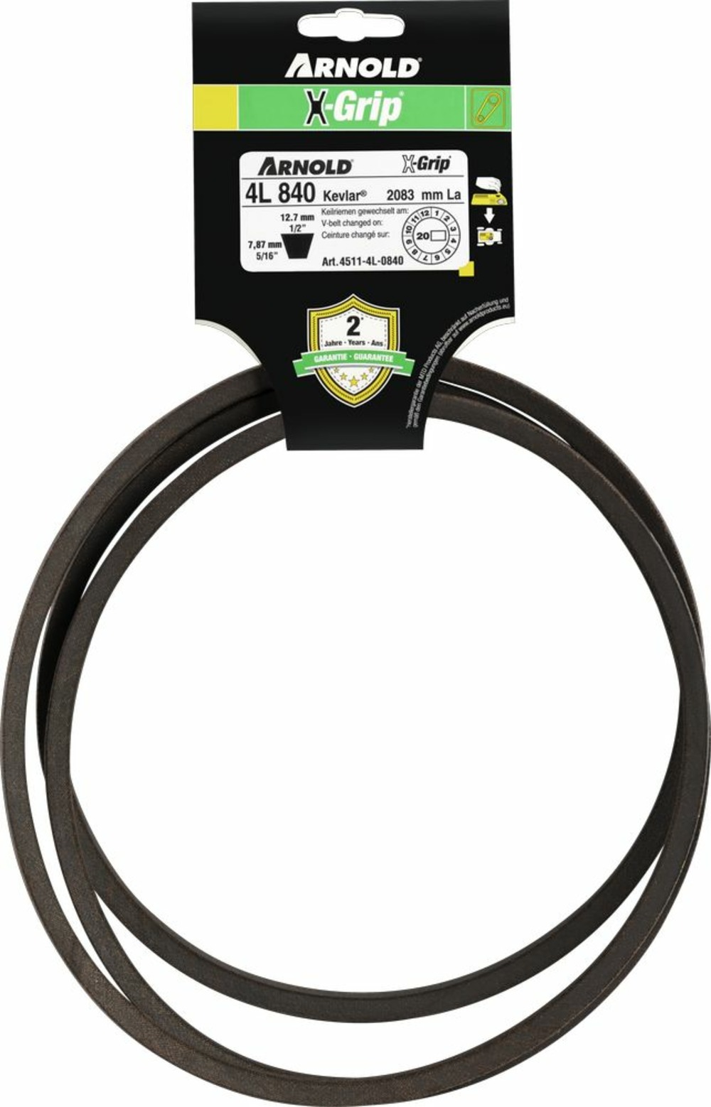 Courroie trapézoïdale x-grip v de type 4l840