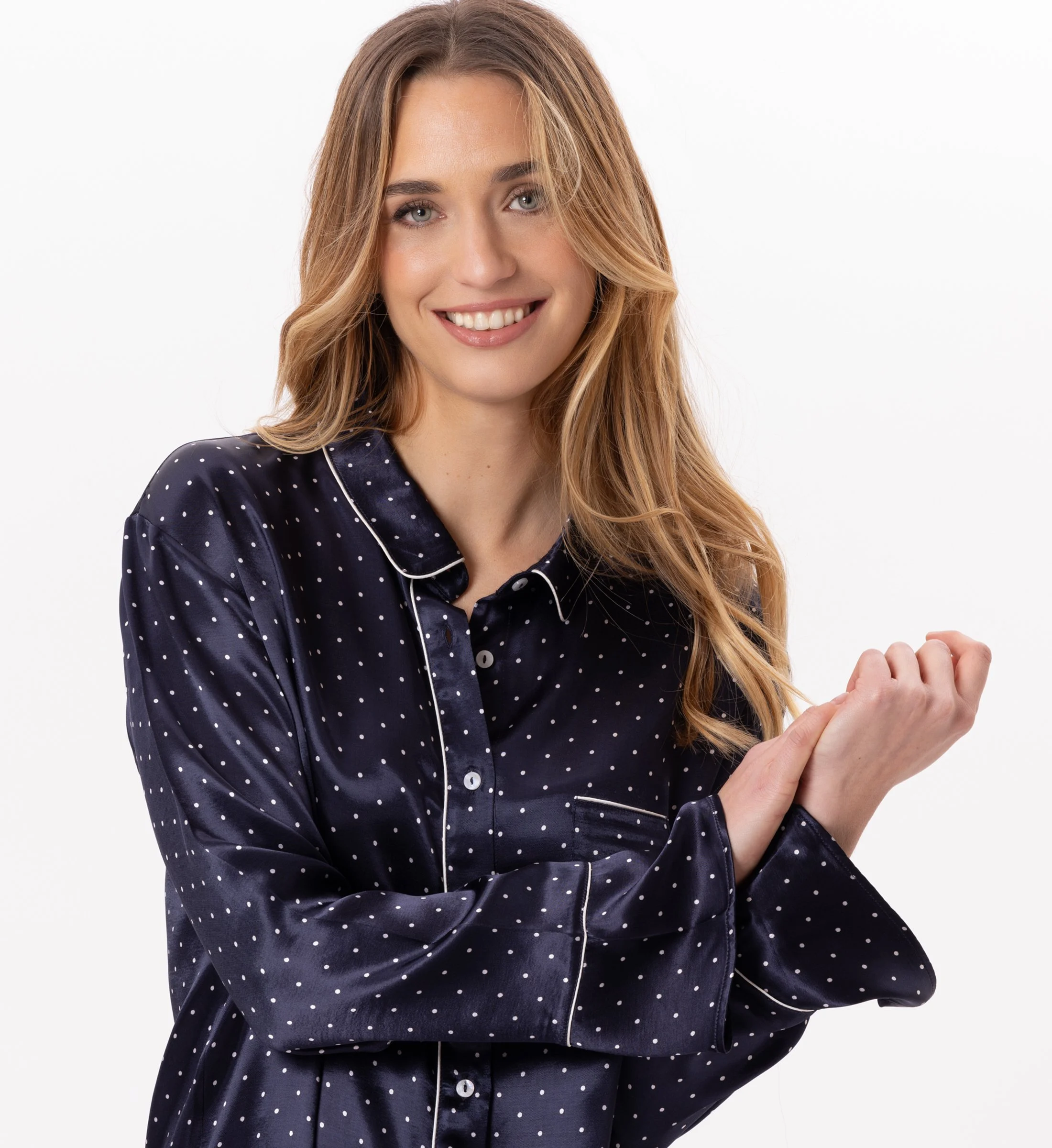 Liquette boutonnée en viscose | Bleu
