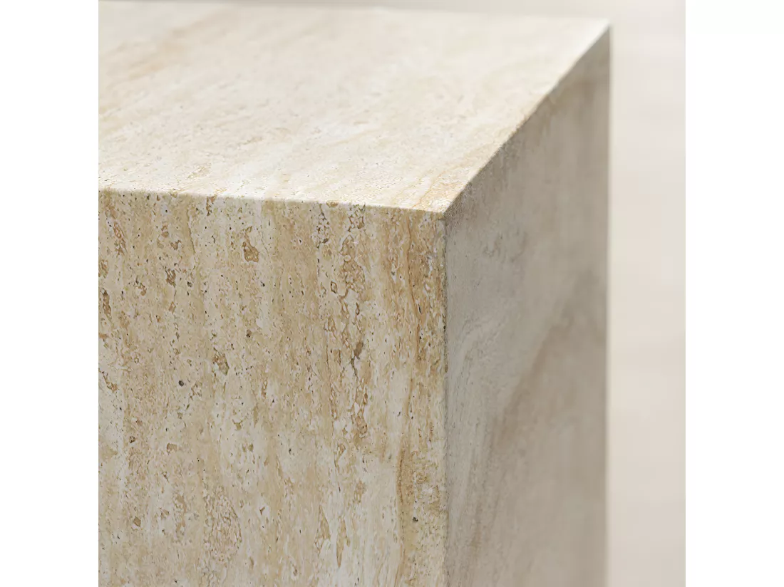 Eida - Table d'appoint carrée effet travertin 40x40cm - Beige