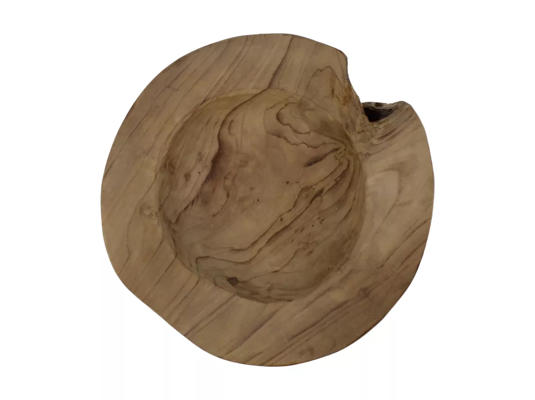 Petit bol à fruit - bois de teck - marron - 30 x 30 x 10 cm