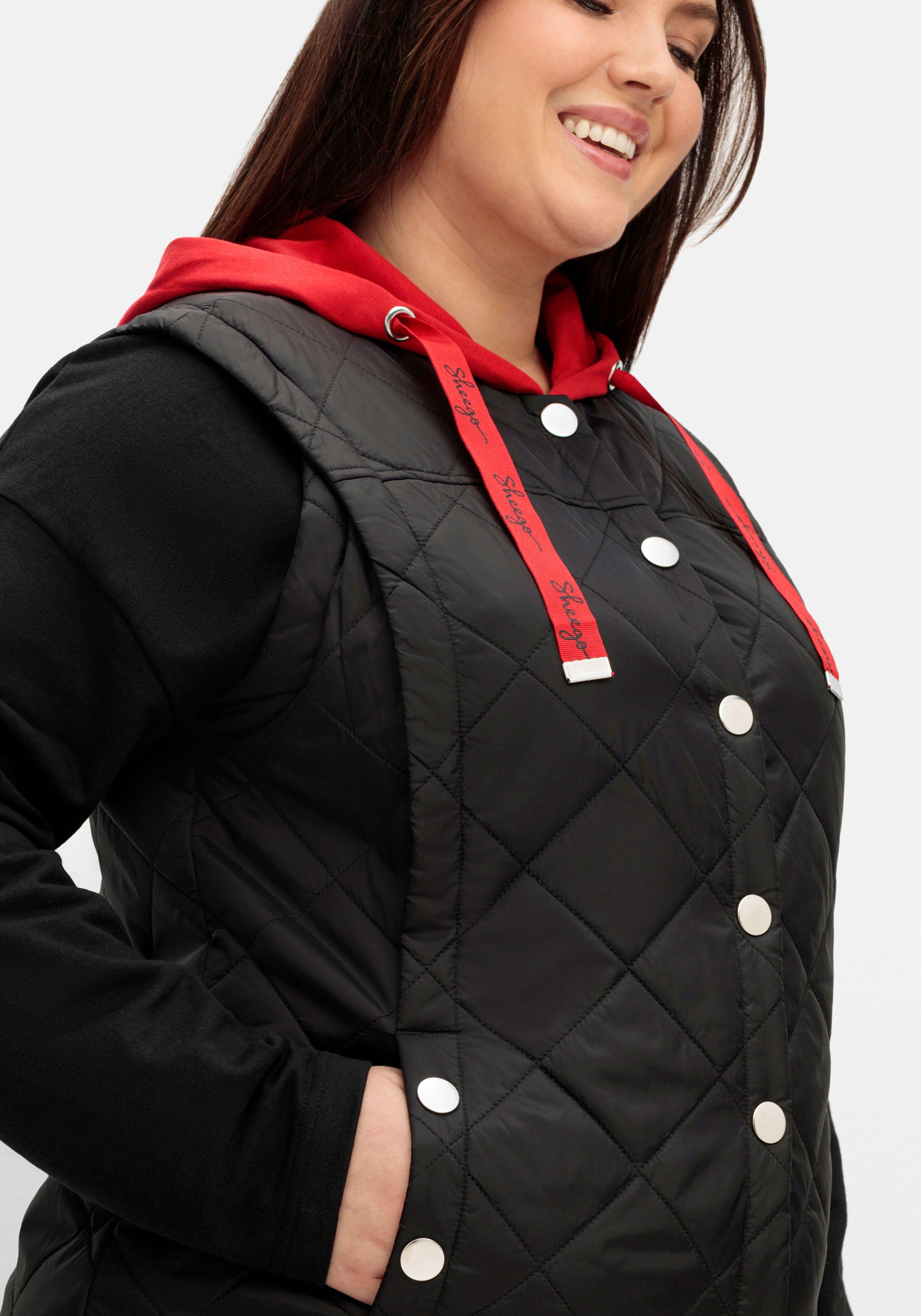 Taillierte Steppweste mit Sweat-Kapuze