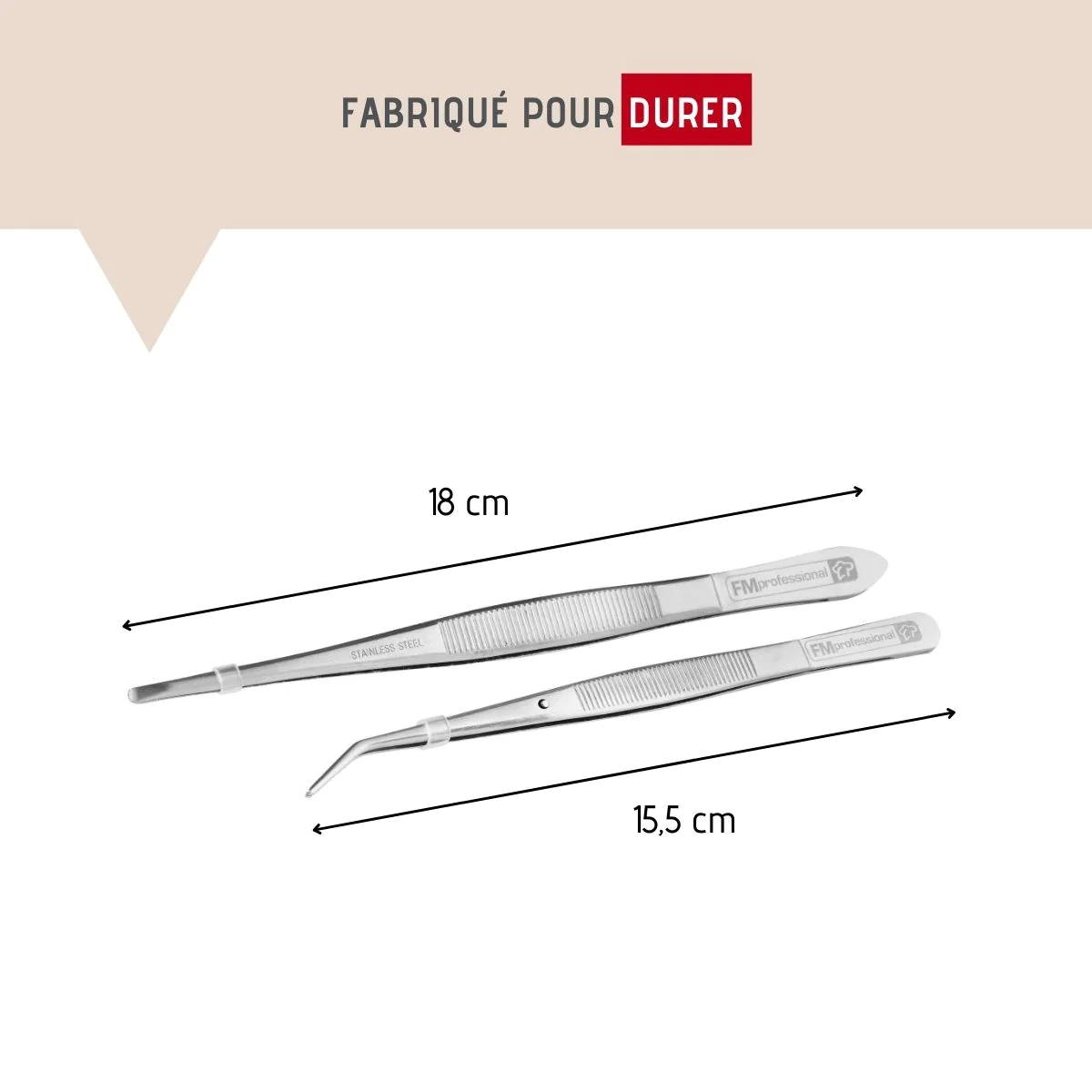 Lot de 2 pinces à dresser inox 18 et 15,5 cm l Pâtisserie FM Professio